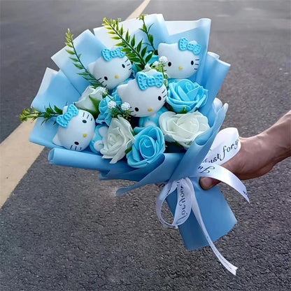 Plush Flower Bouquet with Soft Plush Roses for Gifts and Home Decor