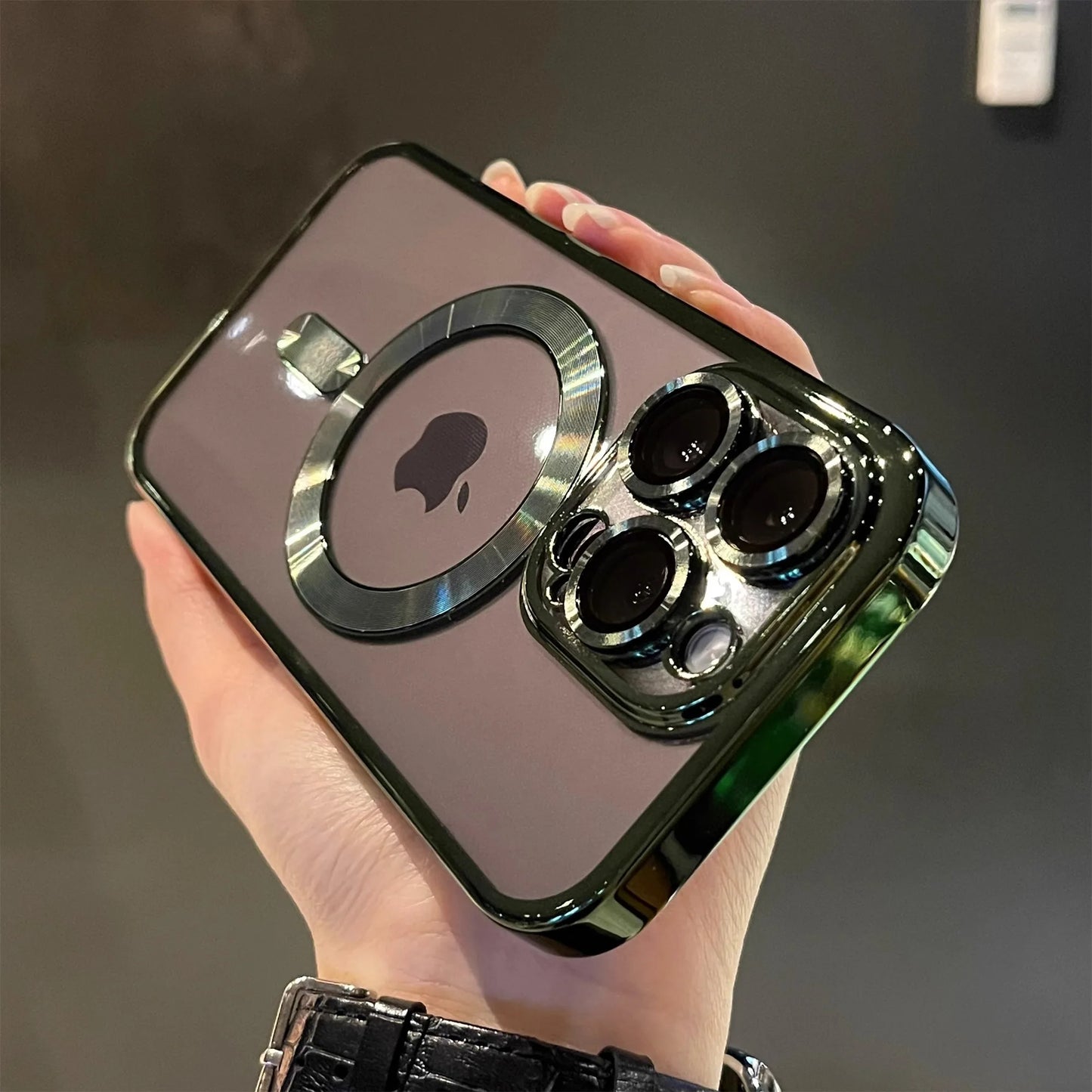 Magnetic Clear Phone Case with Shockproof Plated Edge
