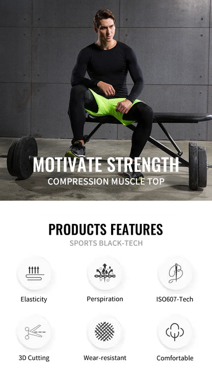Men's Compression Shirt Long Sleeve Quick Dry Gym Top