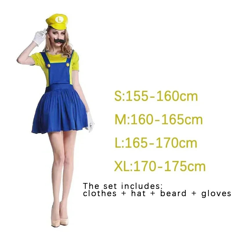 Plumber Cosplay Costume Adult Jumpsuit Set for Halloween Parties