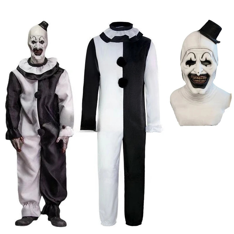 Horror Clown Costume with Optional Latex Mask for Adults