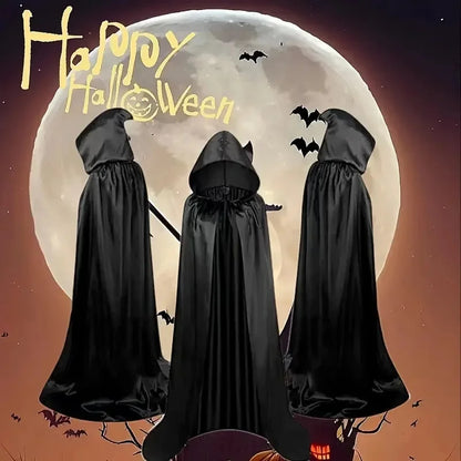 Hooded Black Cloak for Halloween Costumes and Parties