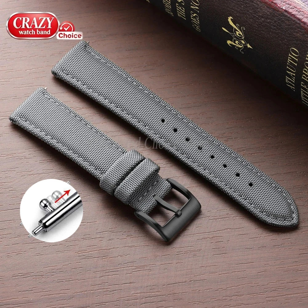 Nylon Watch Strap Waterproof Quick Release Band 20mm & 22mm